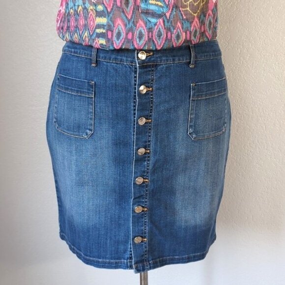 Chico's Size XXL/20 (4)Pencil Skirt Denim Button Up - Picture 1 of 7